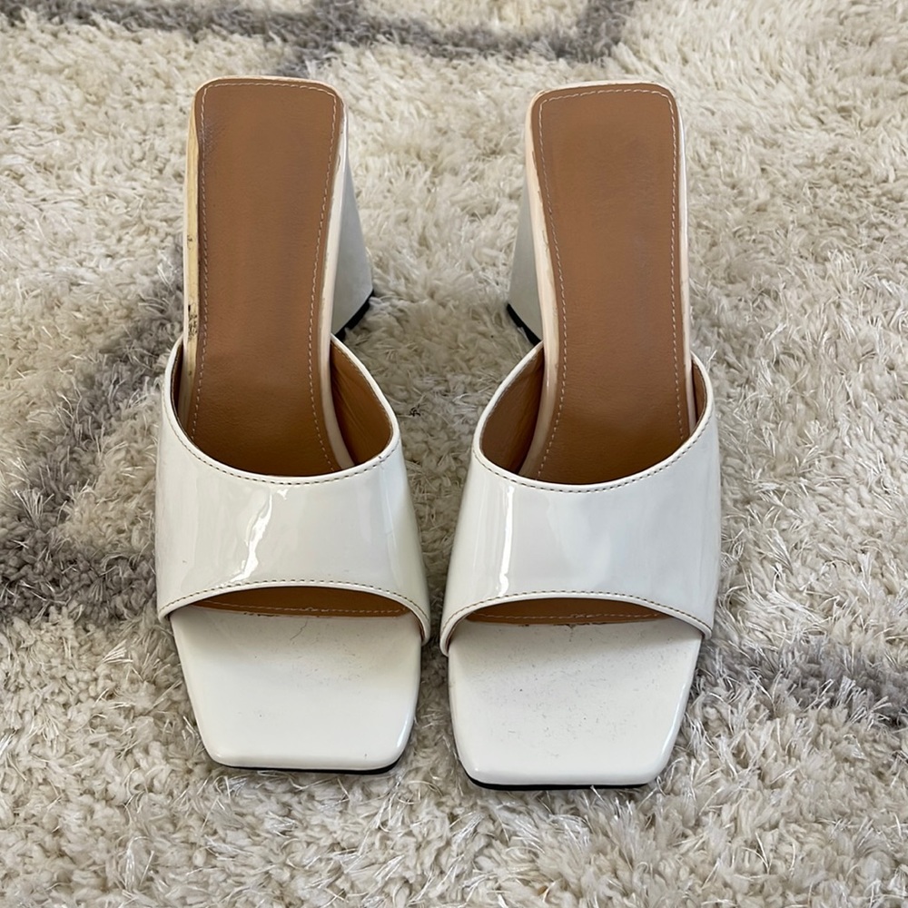 Emery Rose Minimalist Sculptural Heeled Mules